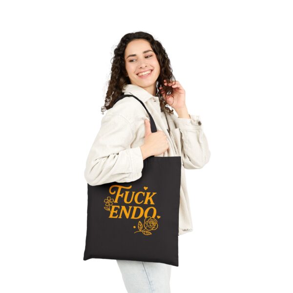 'F*CK ENDO' Fire Phoenix 100% Cotton Canvas Tote Bag Endometriosis Awareness - Image 6