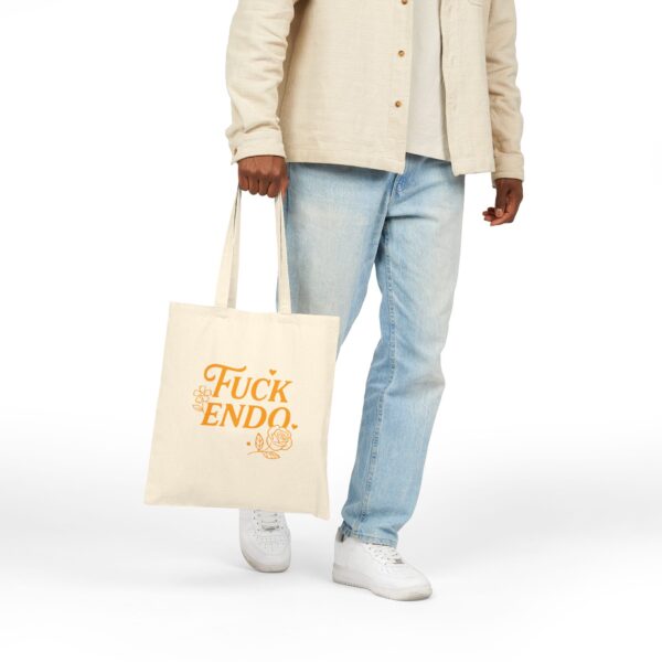 'F*CK ENDO' Fire Phoenix 100% Cotton Canvas Tote Bag Endometriosis Awareness - Image 3