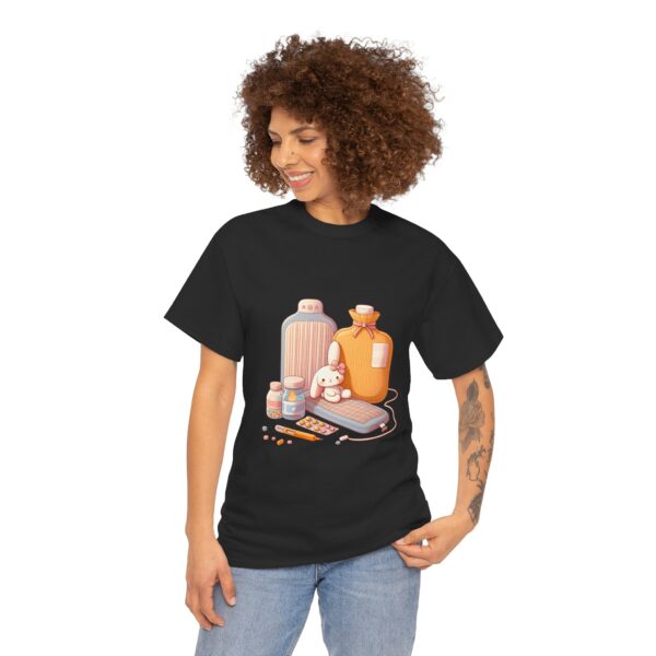 Hot Water Bottle Bunny Endometriosis Awareness Tee Shirt - Image 7
