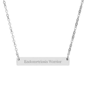 Engraved "Endometriosis Warrior" Bar Necklace — Personalized Horizontal Pendant